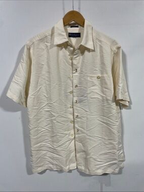Weekenders Cream Short Sleeve Camp Collar Button-Down Shirt